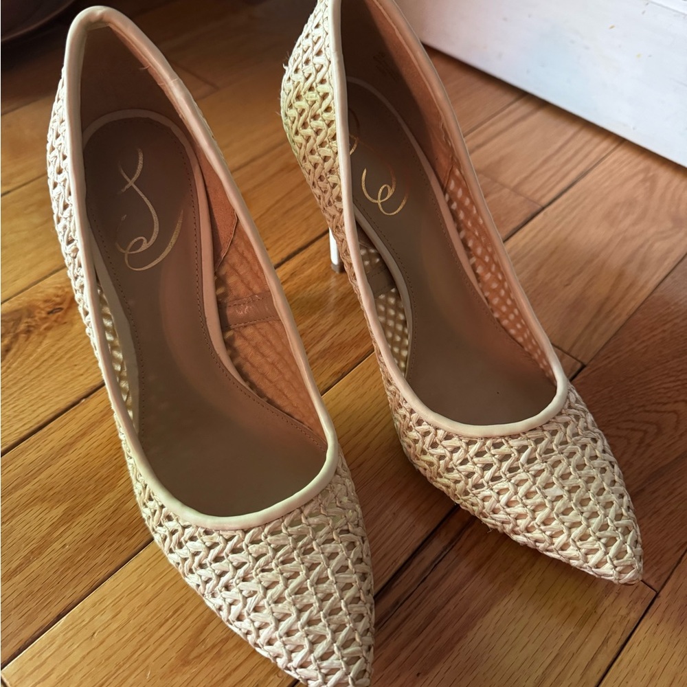 Sam Edelman Cream Textured Heels - Picture 2 of 6